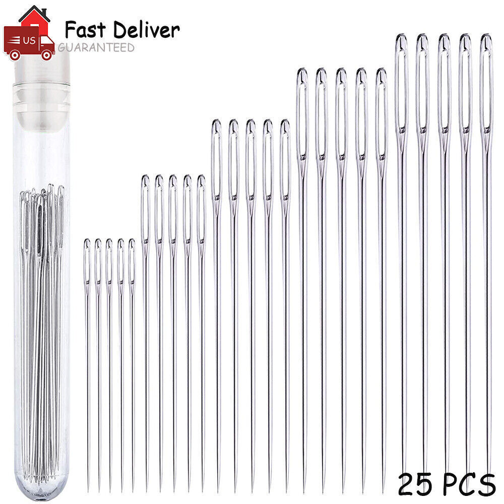 25PCS Large Eye Needles for Hand Sewing Needle Stitching Crafting Project 5 Size
