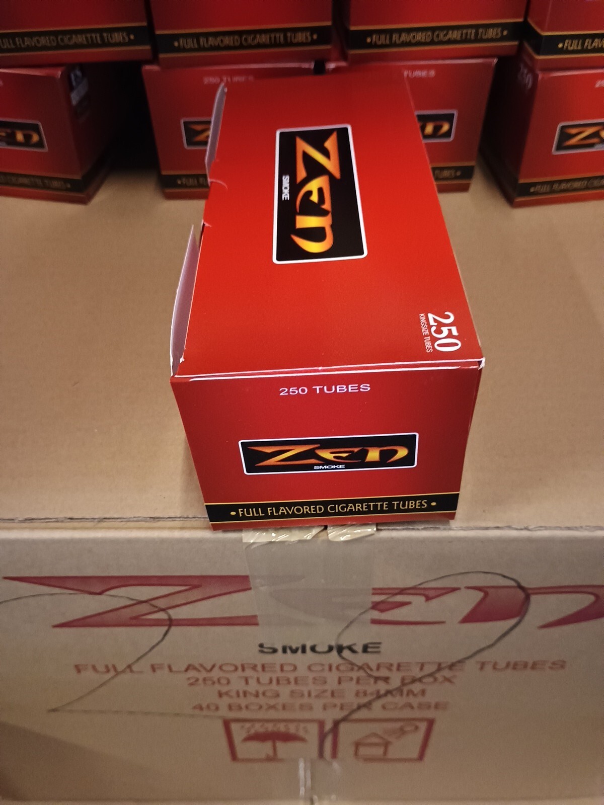 Zen Red King Size Full Regular Cigarette Tubes 40 Box Case