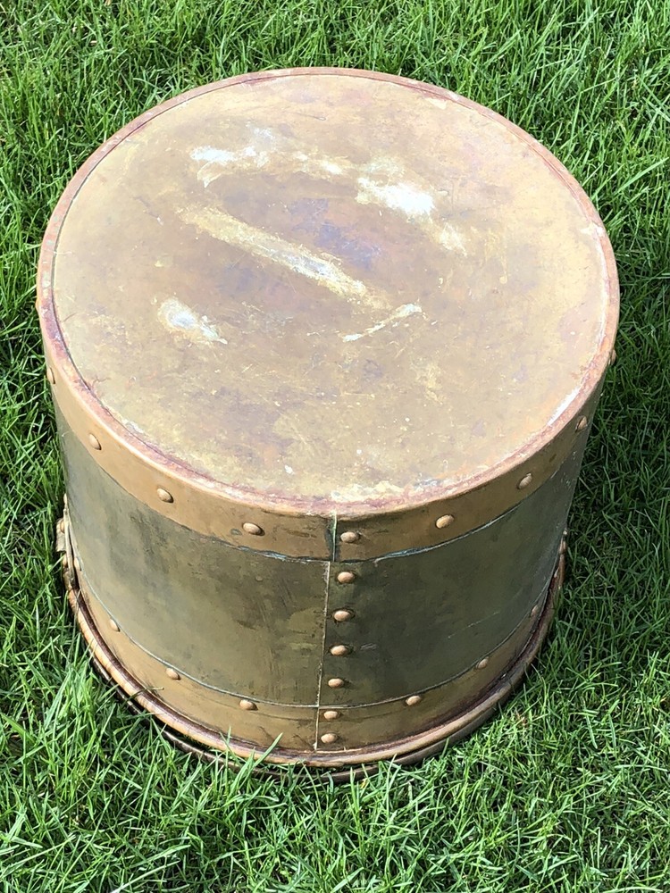 Vintage Brass & Copper RIVETED X-Large WORK Bucket Pail w/Handle Rustic FIREWOOD