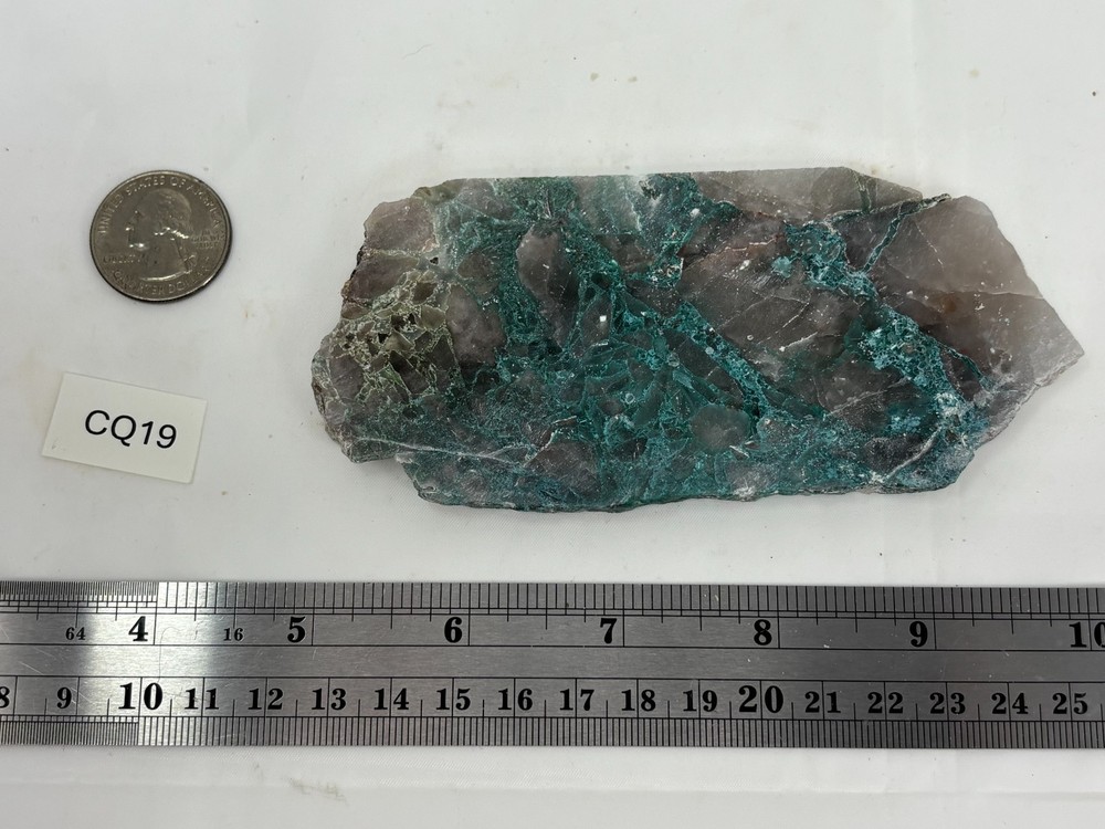 Spiderweb Chrysocolla in Quartz Slab Cabbing Lapidary Combo Ship Avail