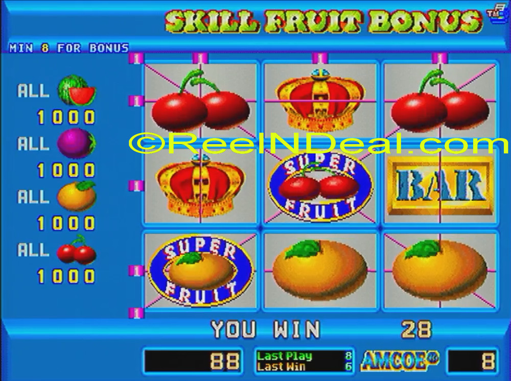 Amcoe Skill Fruit Bonus Cherry Master 8-Liner Slot Machine Skill Only Game