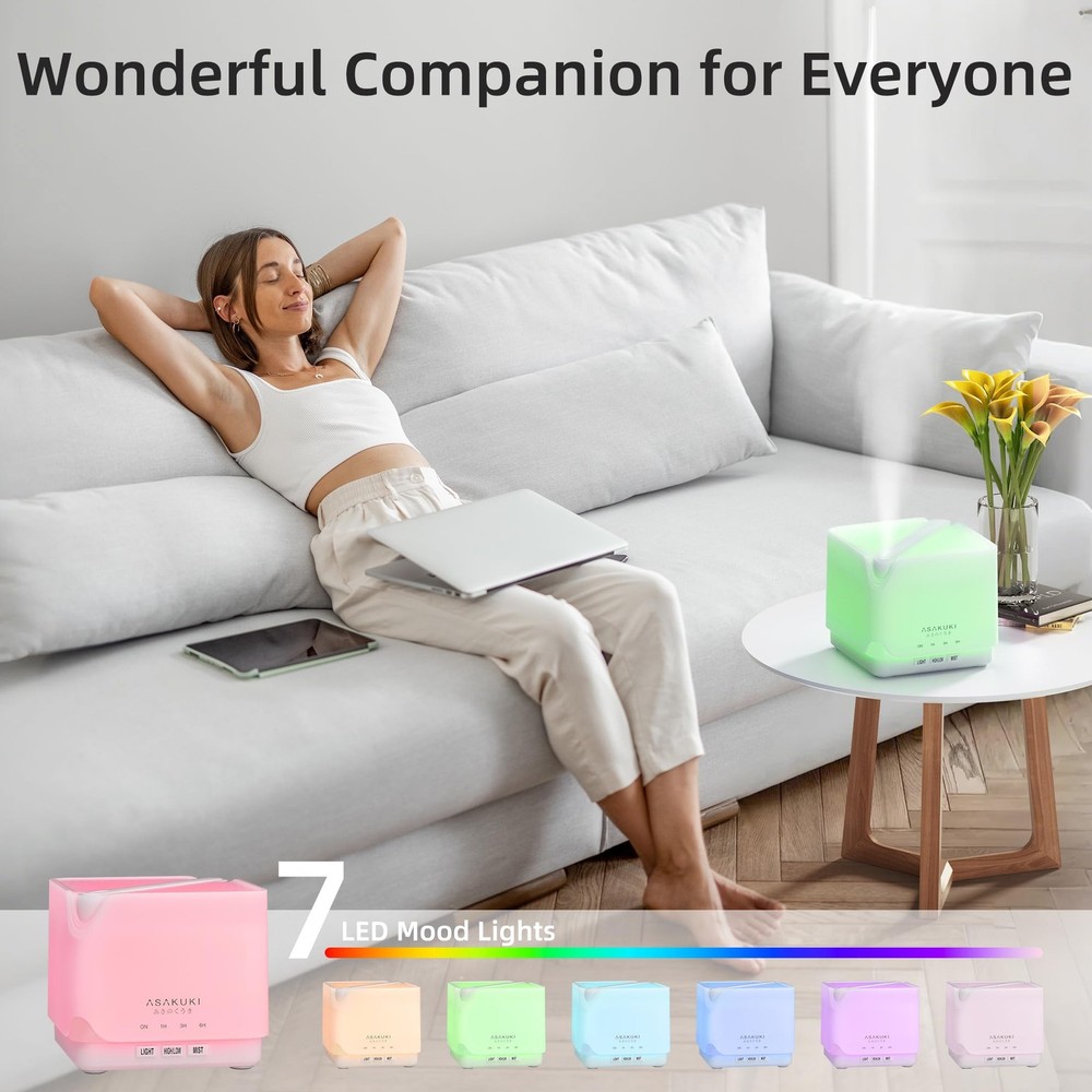ASAKUKI Essential Oil Diffuser, Multifunctional Ultrasonic Aromatherapy Fragr...