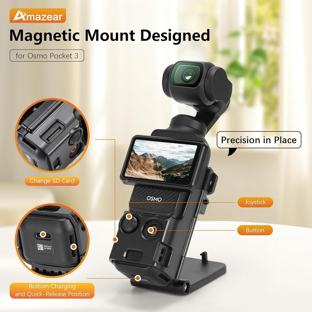 Compact Magnetic Mount for Osmo Pocket 3 - Strong Grip & Adjustable Angle