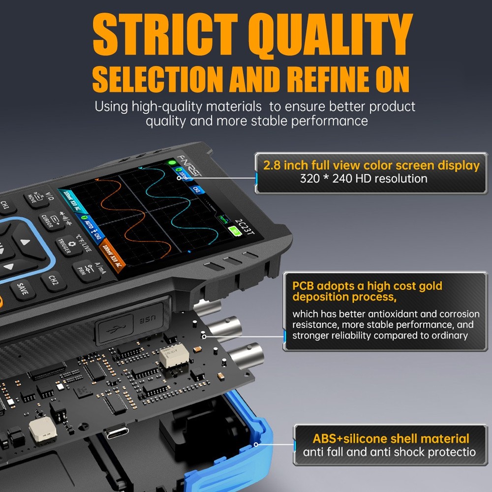 2C23T 3-in-1 handheld Digital Oscilloscope Multimeter Function Signal Generator