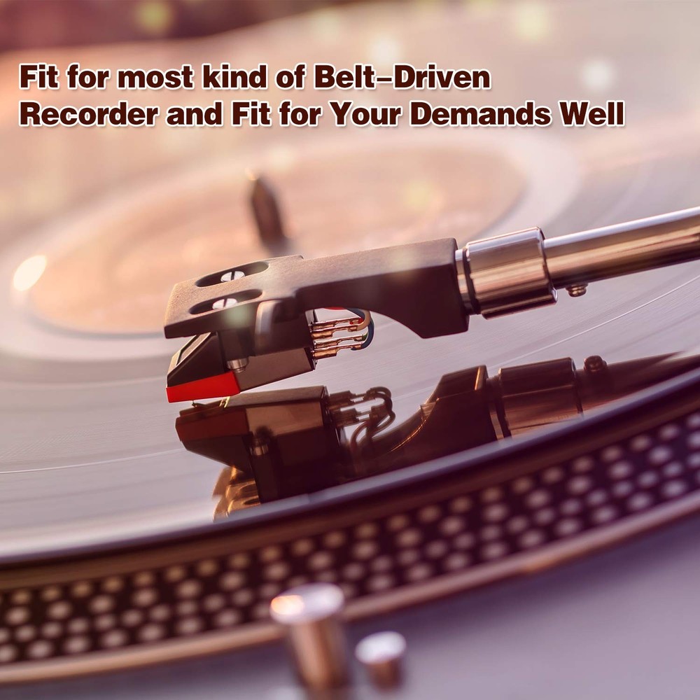 5 Pieces Turntable Belt with 5 Record Player Needle, Replacement Black