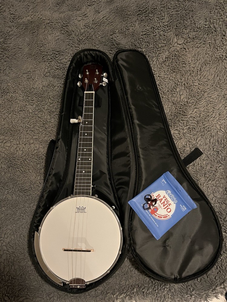 Vangoa 5-String Open Back Mahogany Banjo w/ Remo Head, Bag & Vega Strings