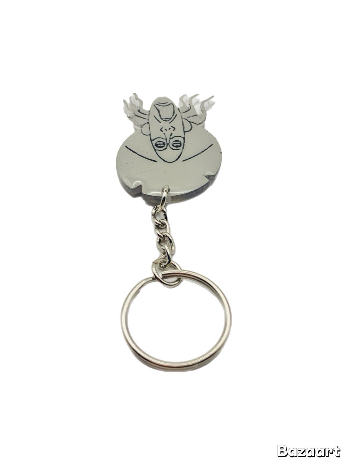 Coraline Inspired Handmade Resin Keychain, Button Eyes Handmade Resin Face Head