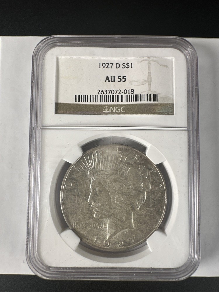1927 D Peace Silver Dollar ~ NGC AU 55