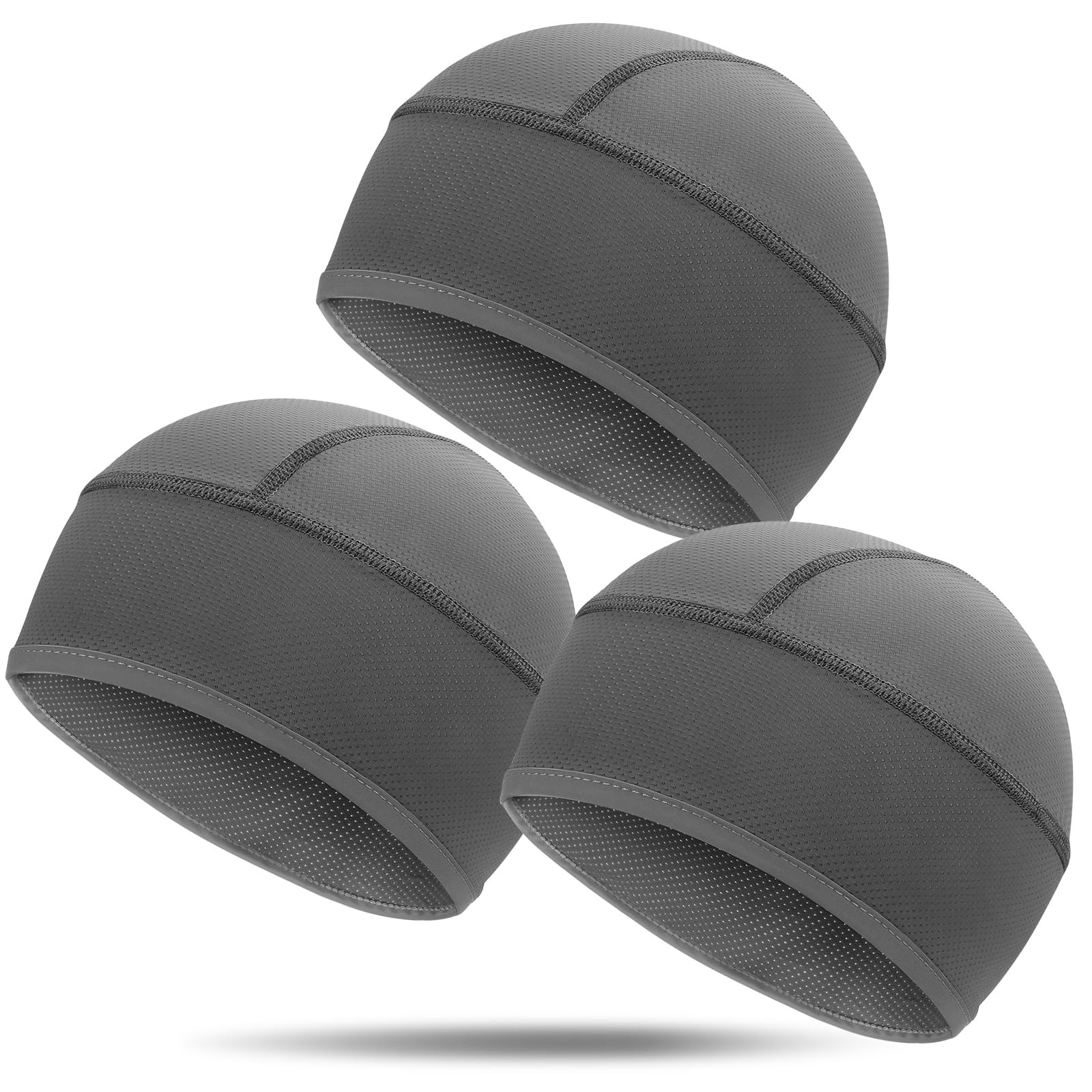 3 Pack Cooling Hard Hat Liner Skull Cap, Mesh Sweat One Size, Darkgrey*3