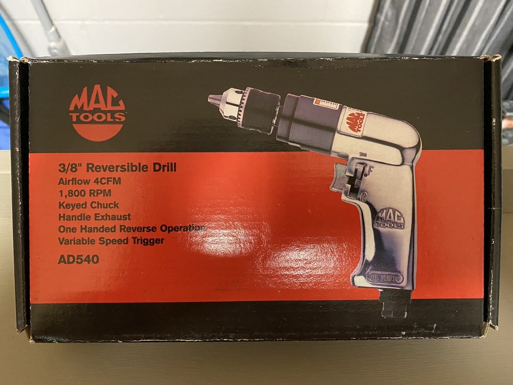 Mac Tools - AD540 Pneumatic Air Drill 3/8" (NIB) Reversible Aluminum Keyed-Chuck