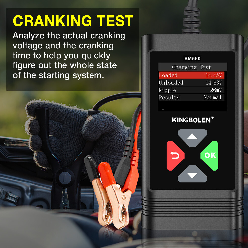 6V/12V/24V Car Battery SystemTester Auto Diagnostic Device 100-2000CCA Load Test