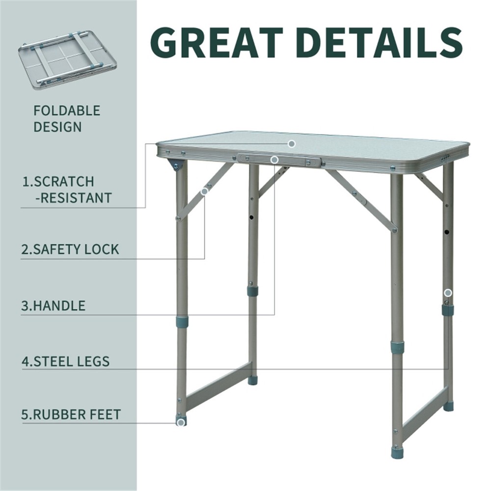 Portable Camping Table Dining Table Silver