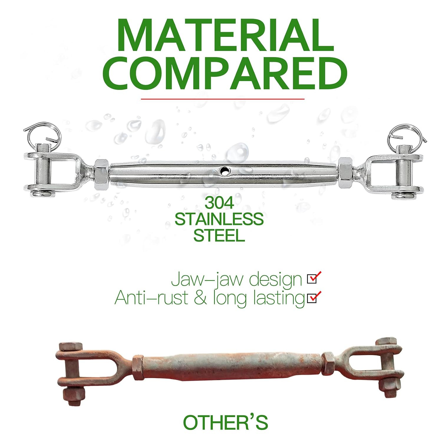 2PCS M6 Jaw and Jaw Turnbuckle, Stainless Steel Turnbuckle Heavy Duty Turn Buckl