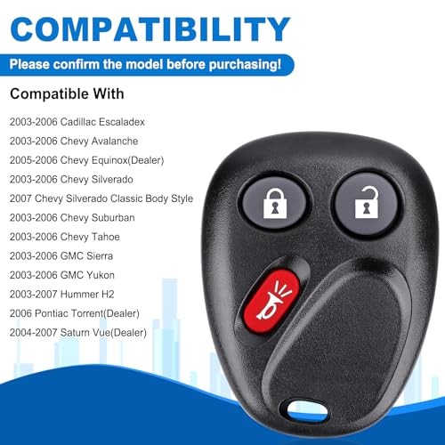 3-Button Key Fob Replacement: Keyless Entry Remote Control for 3 Btn-LHJ011