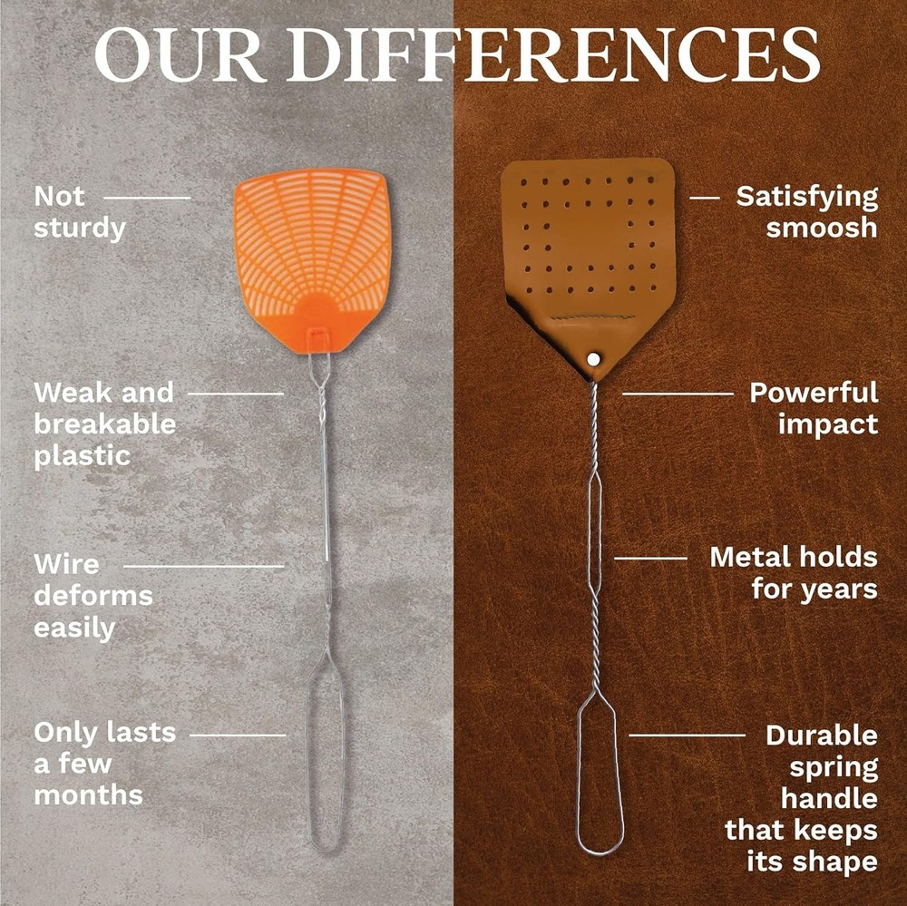 Leather Fly Swatter Set – 17-Inch Amish Craftsmanship for Bug Control