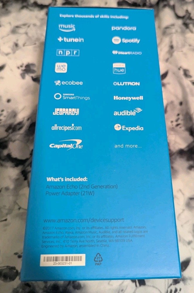 Amazon Echo (2nd Generation) Smart Assistant - Charcoal Fabric