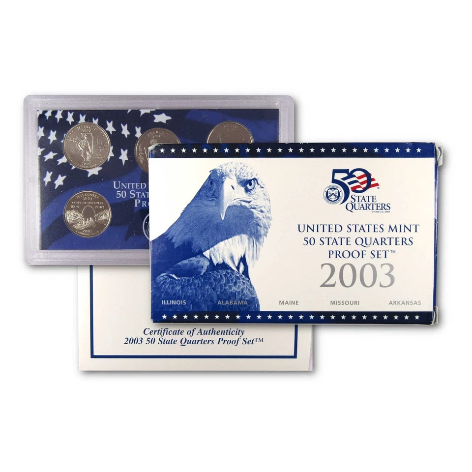 2003-S Clad State Quarter Proof Set U.S. Mint Packaging OGP/ COA