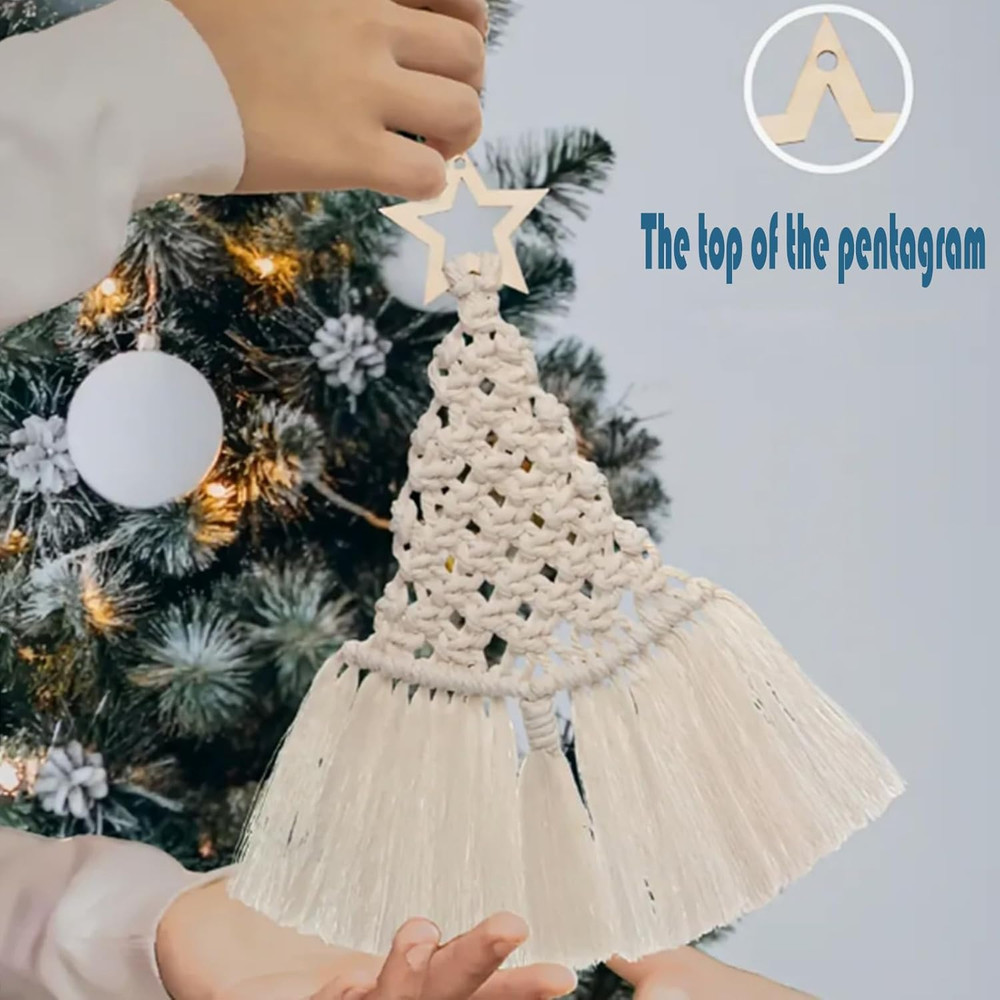 Mdgfge 3 Pack Christmas Tree DIY Macrame Kit, Christmas Macrame Woven Boho Chris