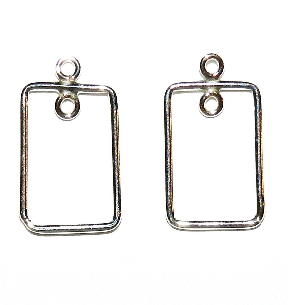 M6125 Sterling Silver Filled 15mm Rectangle Drop with 2-Loops Component 2pc