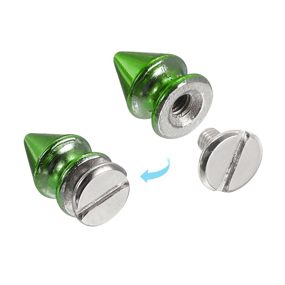 20Sets Cone Spike Stud Rivet,12mm Tree Studs and Spikes Bright Green