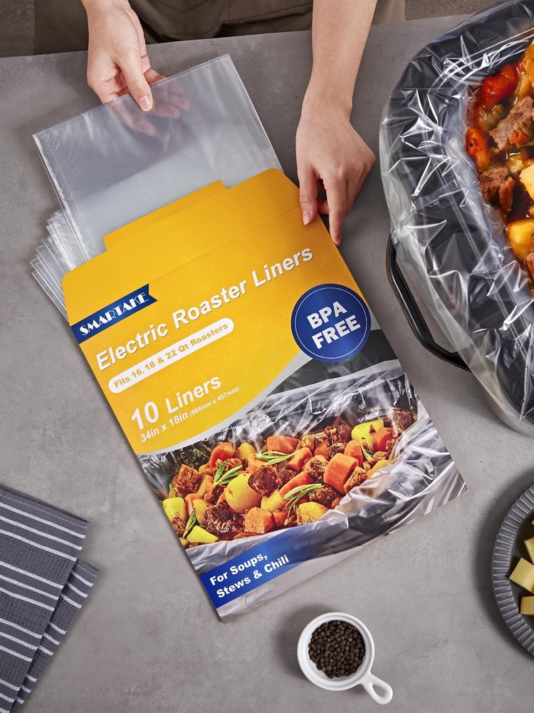 SMARTAKE Electric Roaster Liners, 10 Count Disposable 10-Pack, Clear
