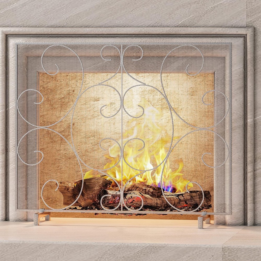 Kingson Single Panel Decorative Fireplace Screen Stand Alone Cover Handcrafted D