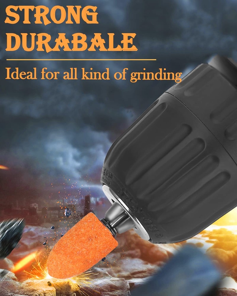SHITIME 60 Pack Grinding Stone Set 1/8" Shank, Sanding Drill Bit for Orange