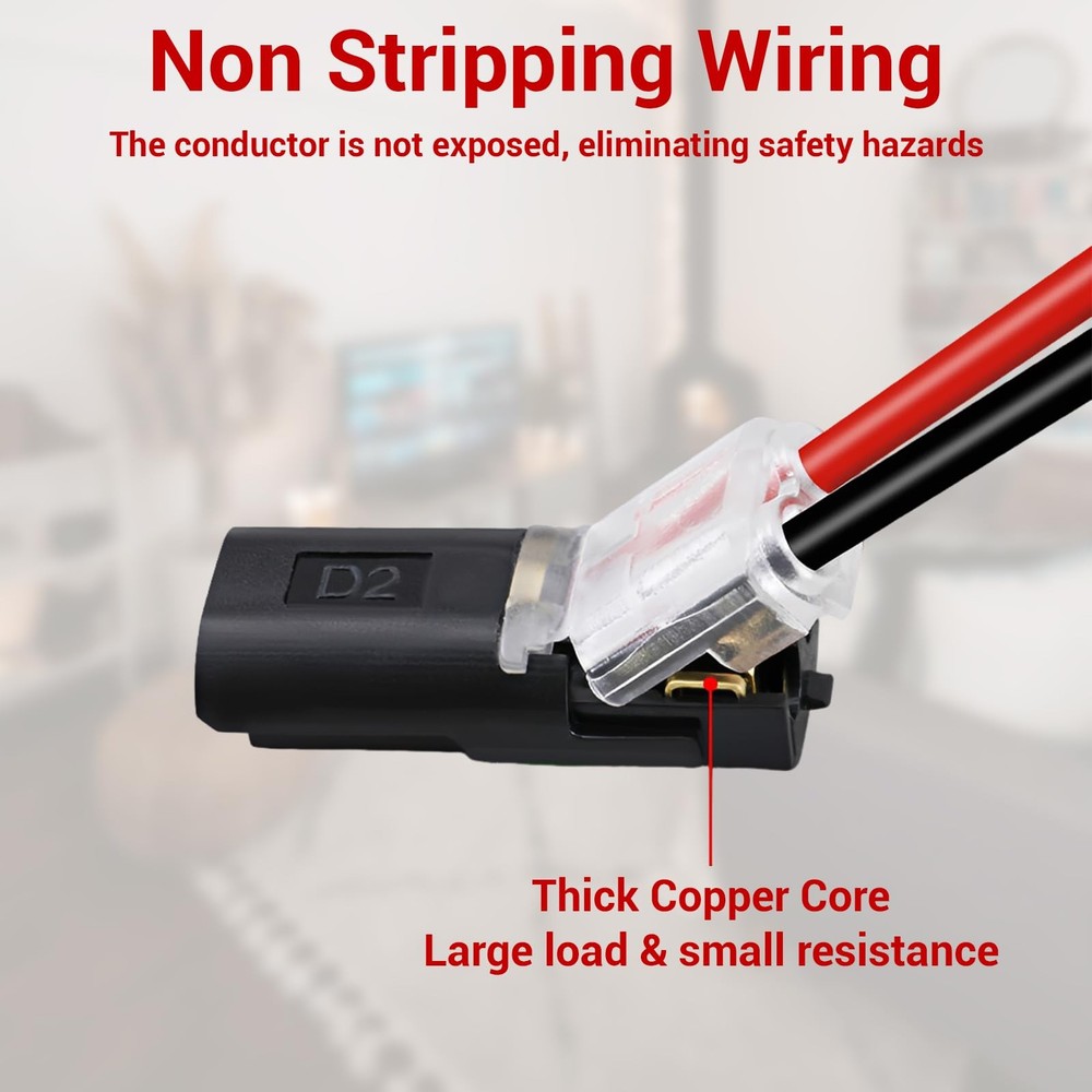 40 Pcs Low Voltage Double Wire Plug in Connector 2 Pin Quick Locking Black