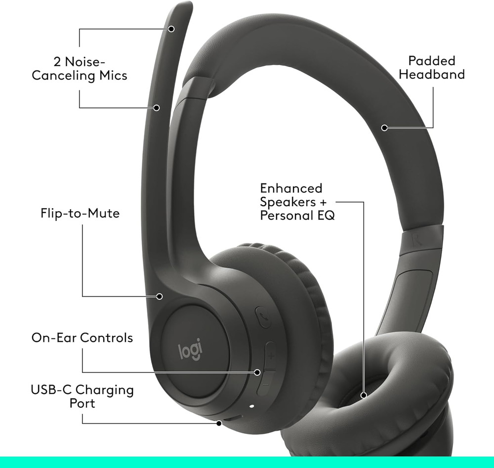 Zone 301 Wireless Bluetooth Headset with Noise-Canceling Microphone, Compatible