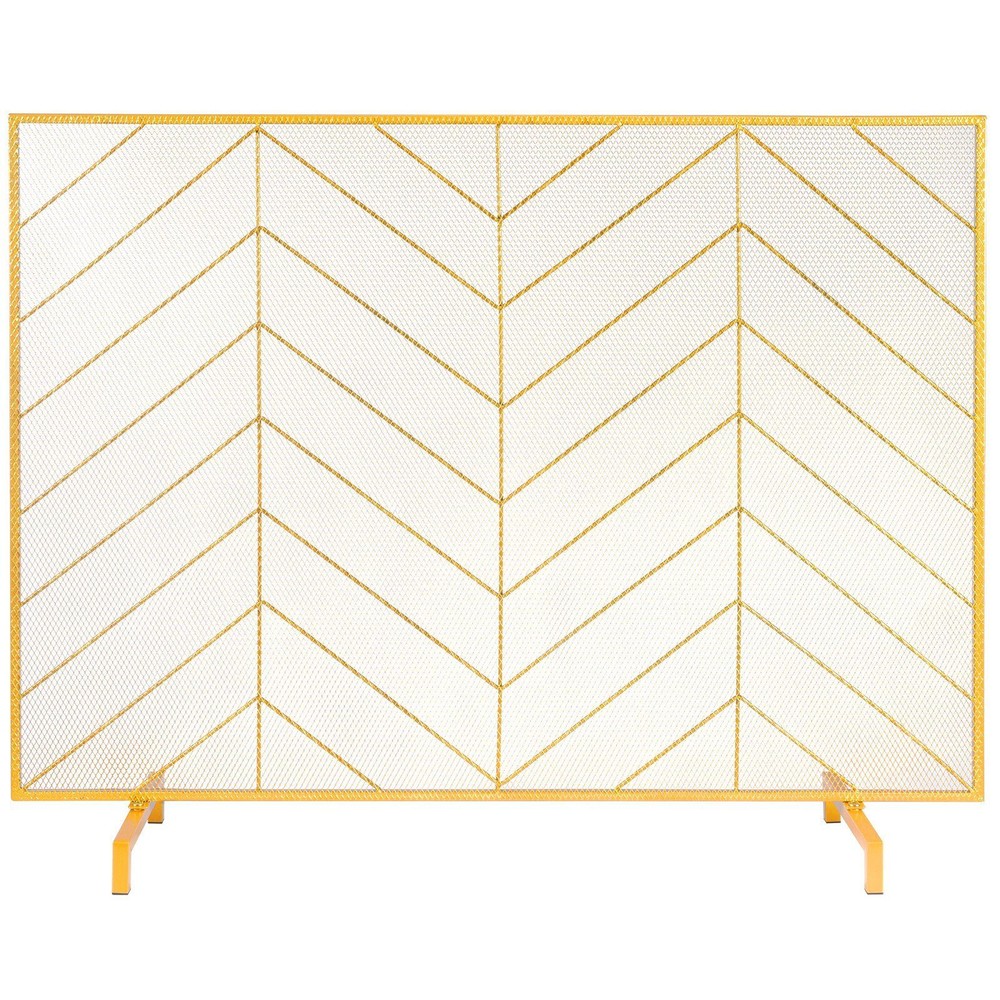 38.6"L x29.8"H Sturdy Iron Mesh Fireplace Screen Single Panel Free Standing