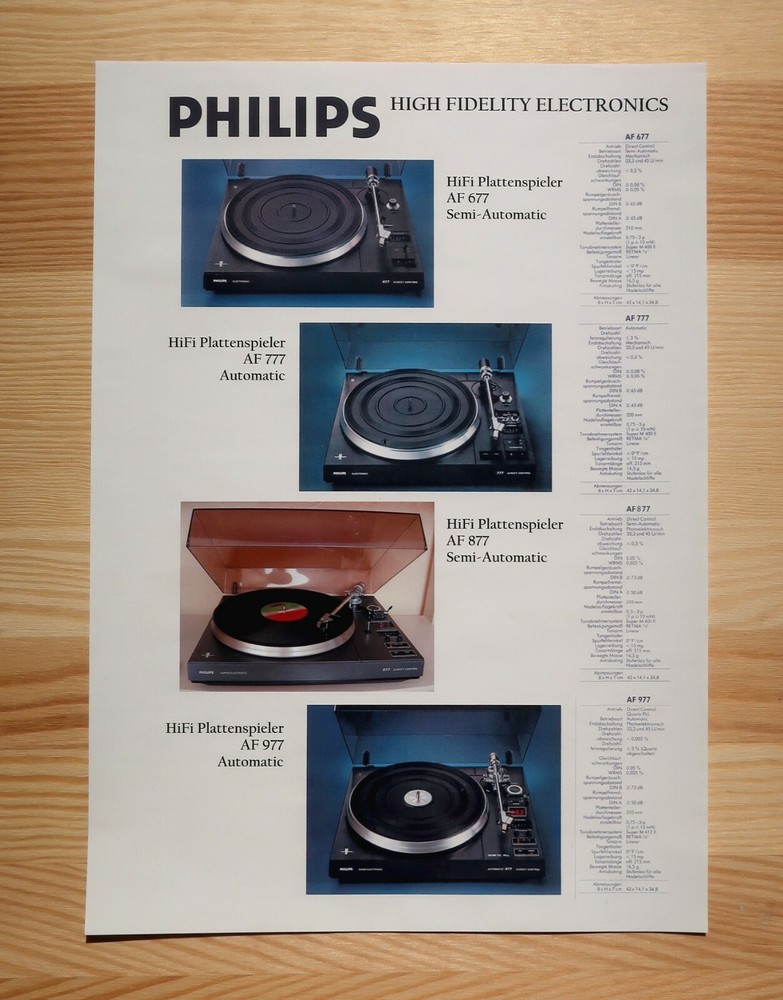 Philips AF-677/777/877/977 Custom Designed Tonearm Stylus Alignment Protractor