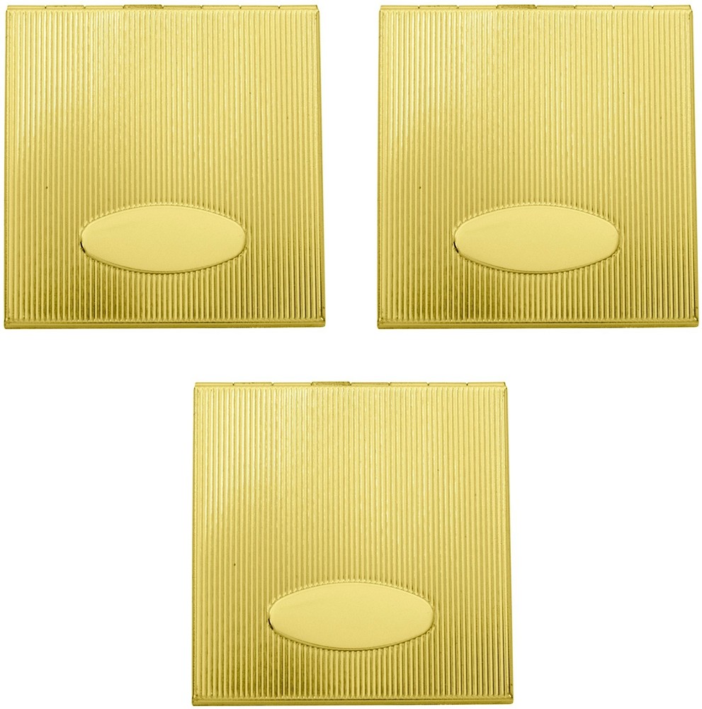 Set of 3 Square Grooved Pattern Double Sided Compact Mirrors