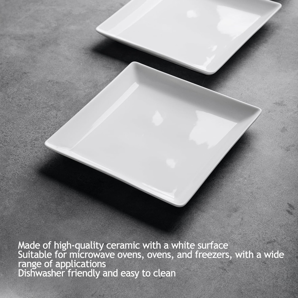 KITCHENLESTAR Ceramic Square Dinner Plates,7.7 Inch Square Serving Plate for Ste
