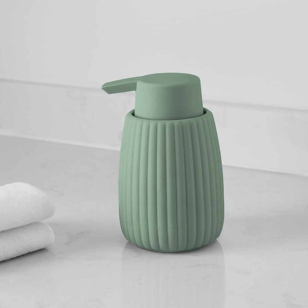Rubberized Plastic Ribbed Soap Pump Green