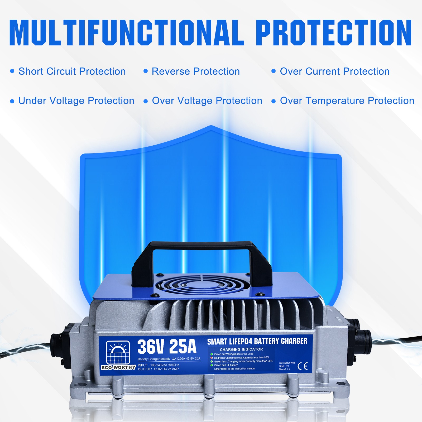 ECO-WORTHY 36V 50AH Lithium Golf Carts Lifepo4 Battery with 36V 25A Charge