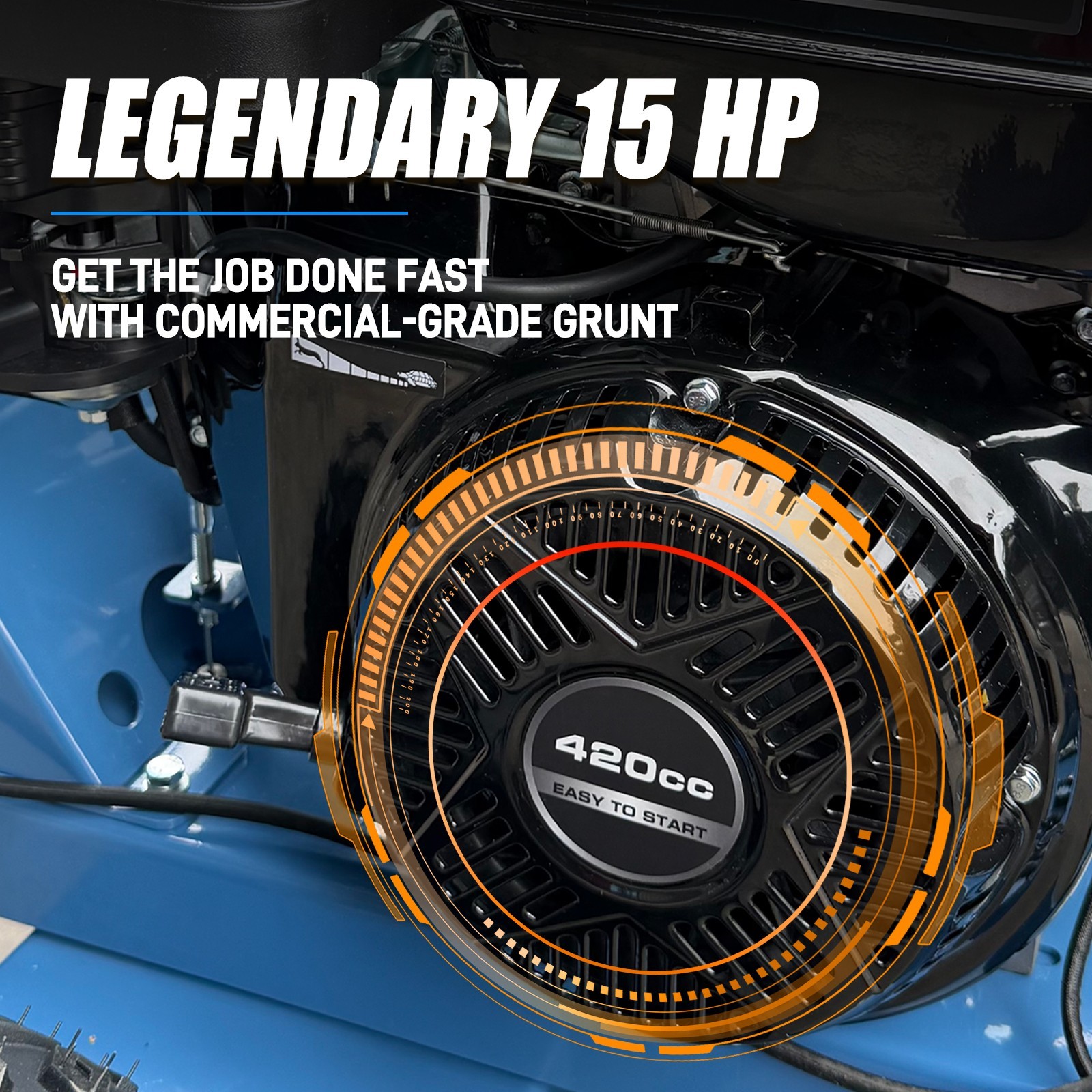 15HP Stump Grinder, 420cc 15'' Cutting Height/10'' Cutting Depth, Electric Start