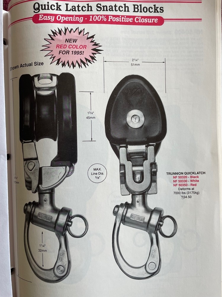 Nicro Marine Quick Latch Trunnion Snatch blocks PAIR (2)