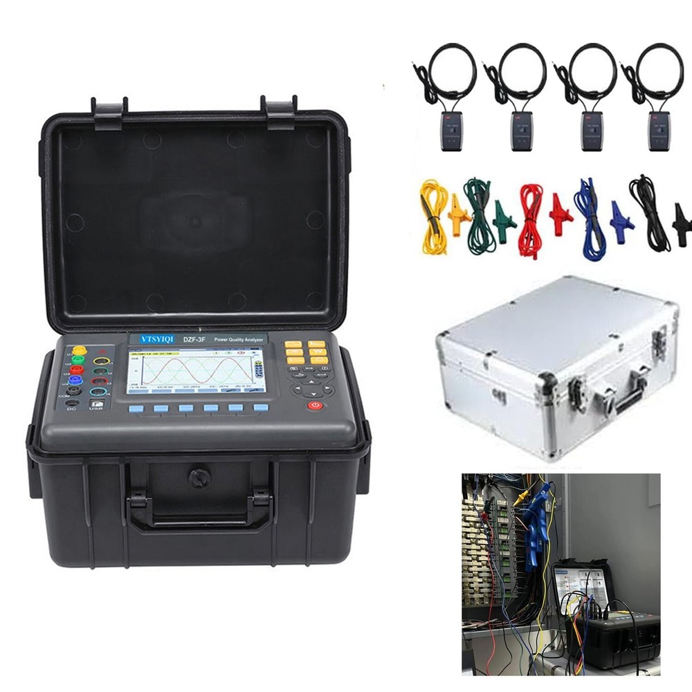 3 Phase Power Energy Meter Power Quality Analyzer with Current Clamp 10A ~ 6000A