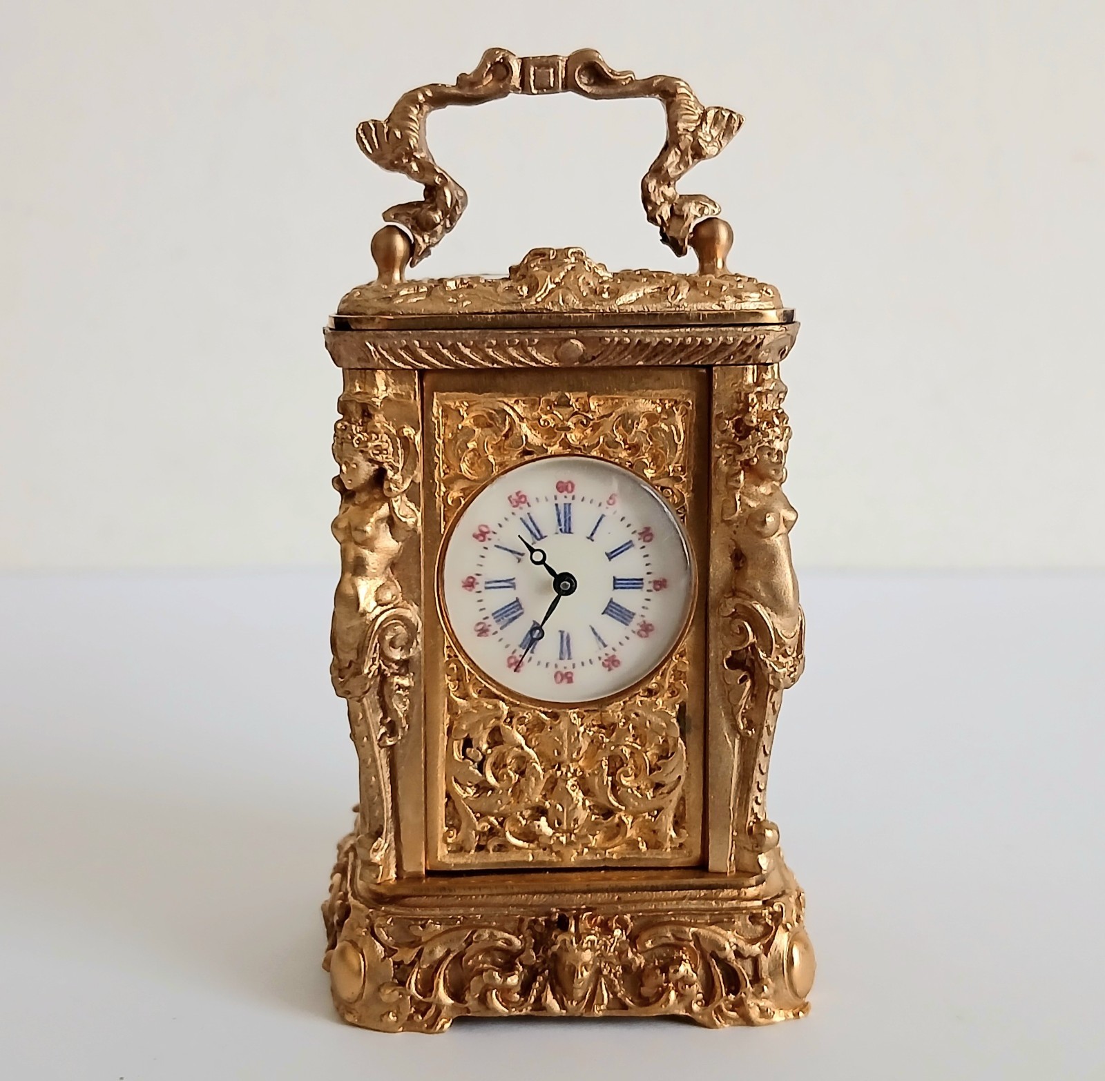 Miniature French Style Clock. Excellent Working Condition with Key.