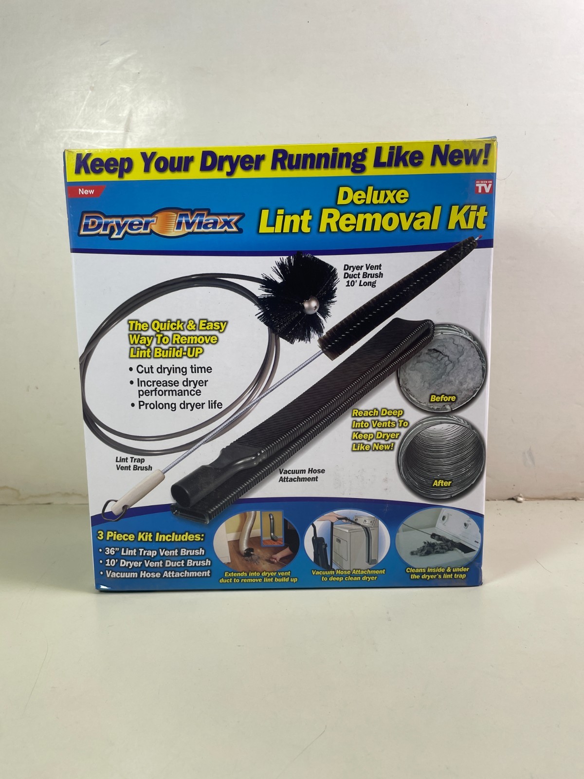 Dryer Max Deluxe Dryer Lint Removal Kit Vacuum Attachment 3 Piece Kit