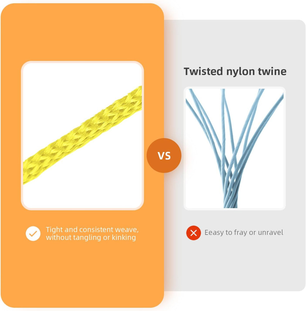 Yellow Mason Line 600 Ft #18 Braided Nylon Twine String for Masonry, Constructio