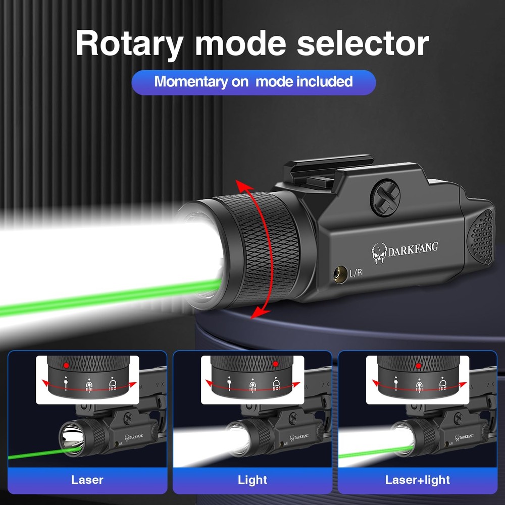 DARKFANG Tactical Flashlight and Green Laser Light Combo