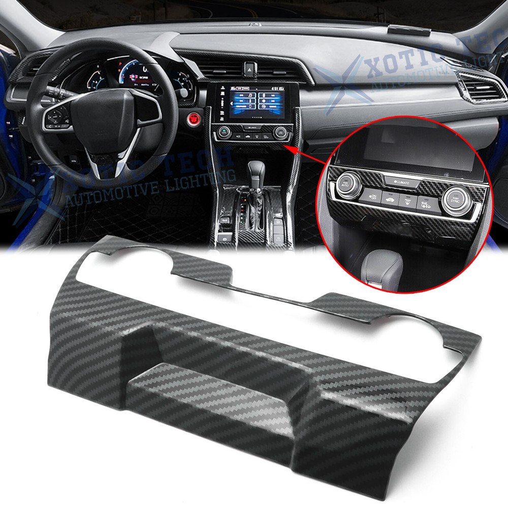 Carbon Fiber Central Console AC Switch Panel Cover Trim For Honda Civic 2016-21