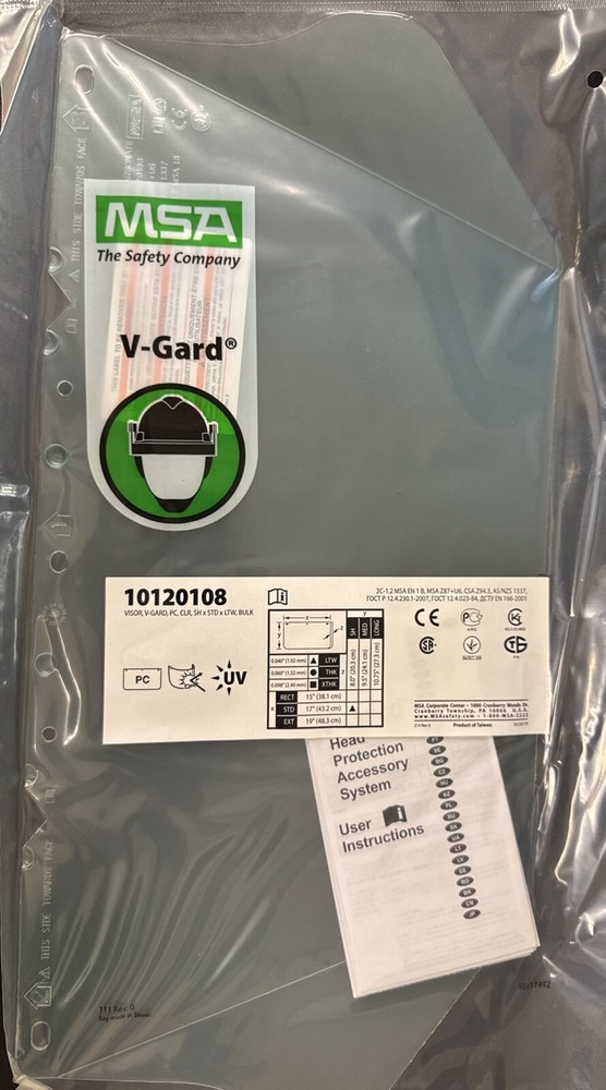 MSA 10115843 V-Gard Visor Face-shield Polycarbonate GREEN - Replacement