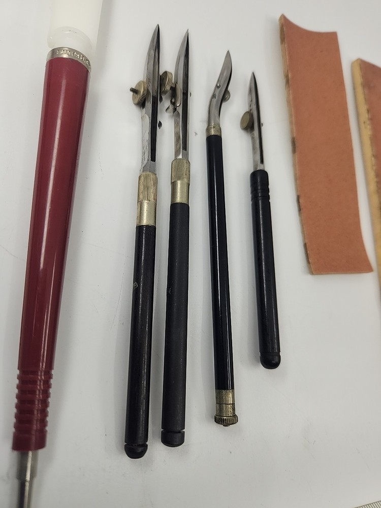 Vintage K&E & Etc Lettering Drafting Ruling Tools Lot Pens Stencils Tips School
