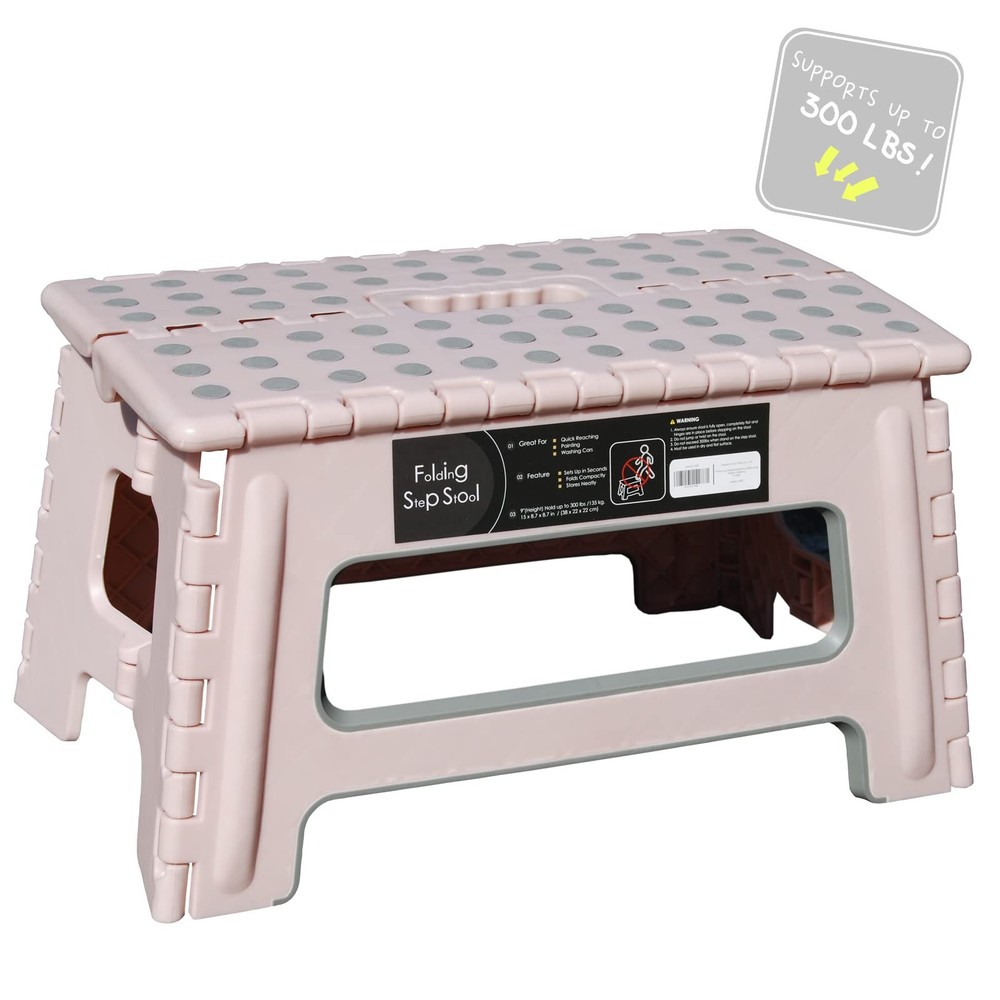 Folding Step Stool - 9 Height - Holds up 300 Lbs Lightweight Foldable Steppin...