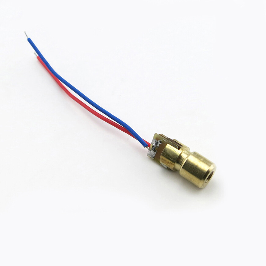 Brass 1.5cm*0.6cm 3V Mini Laser Dot Diode Module Head WL Red, with 4cm Wire