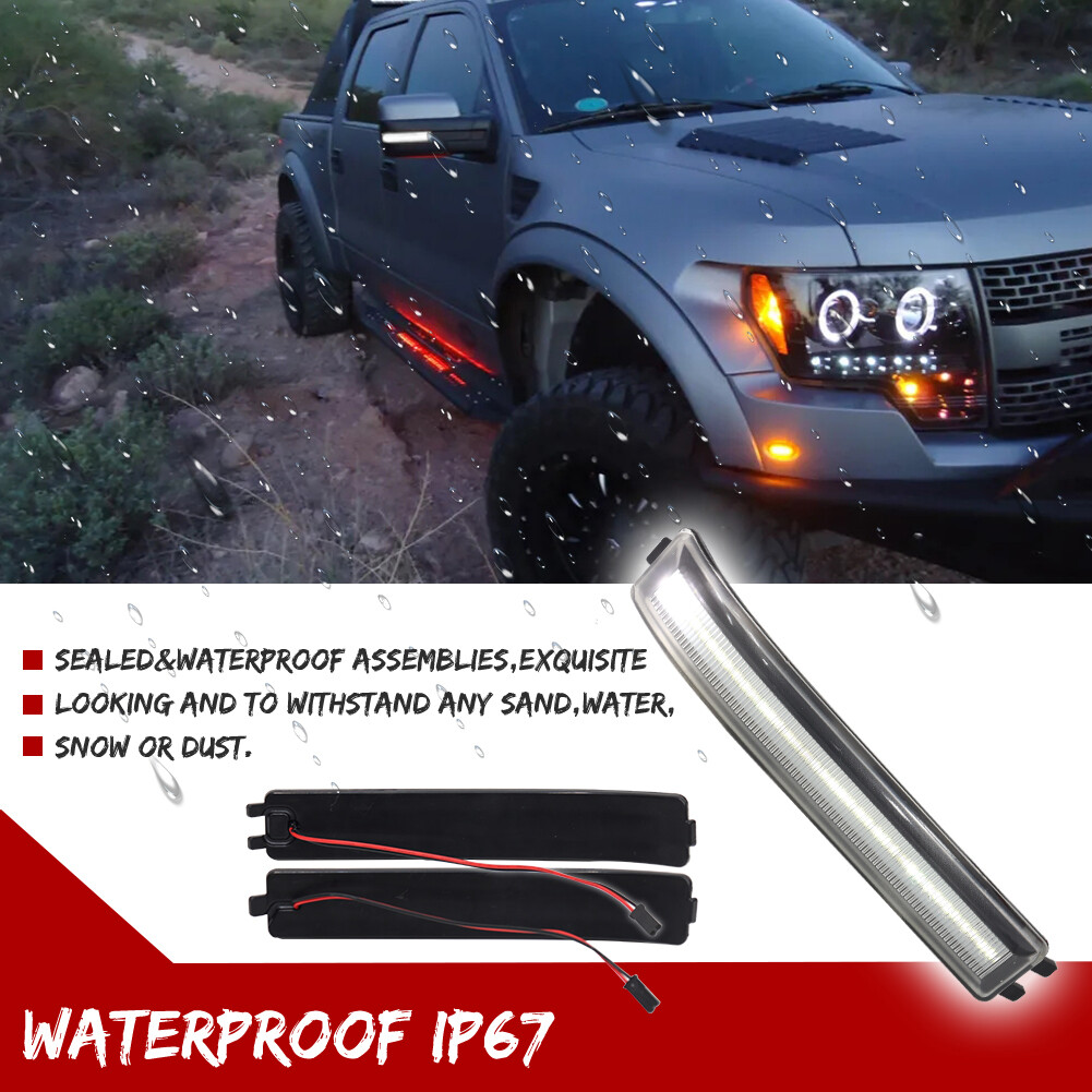 2X White Full LED Mirror Side Lamp Turn Signal Lights For 2009-2014 Ford F-150