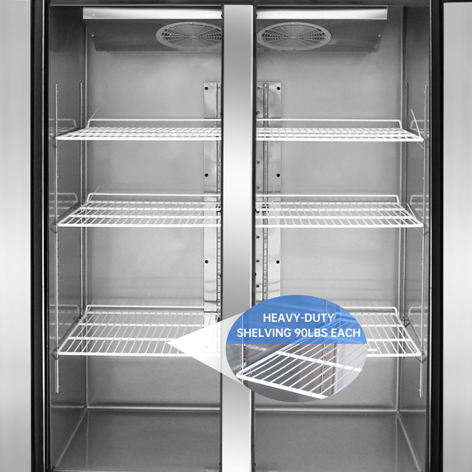 Commercial Reach In Refrigerator, Cooler, Fridge, 48 Inch 2 Solid Door, 36 Cu.ft