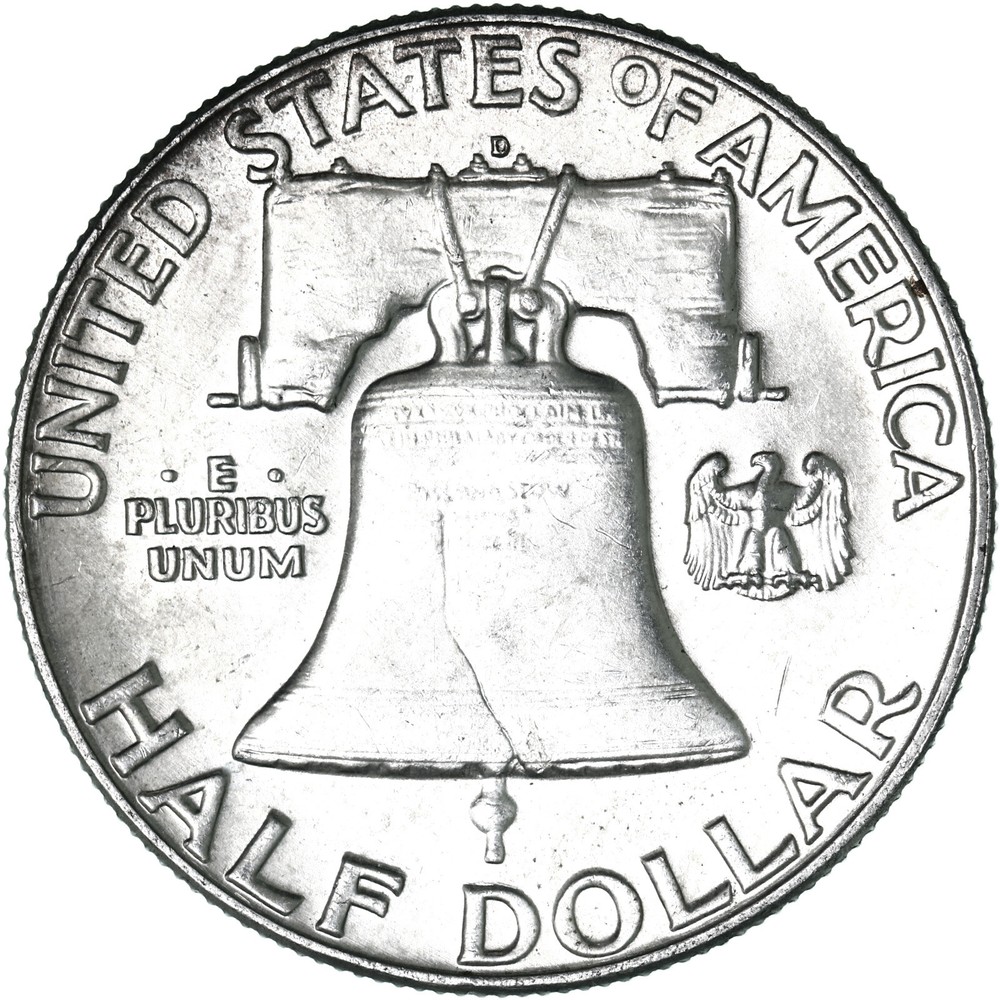 1963 D Franklin Half Dollar 90% Silver About Uncirculated AU